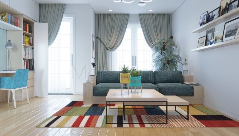 Thiết kế phòng khách với nội thất gỗ hiện đại đơn giản mang lại thẩm mỹ và tràn đầy hứng khởi cho không gian sống Thiết kế phòng khách nhà phố