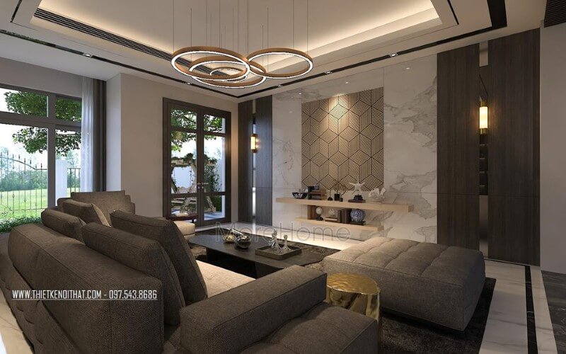 Trang trí nội thất phòng khách hiện đại, đẹp, độc đáo từ đồ nội thất cao cấp cùng cách bố trí độc đáo. Thiết kế phòng khách nhà phố