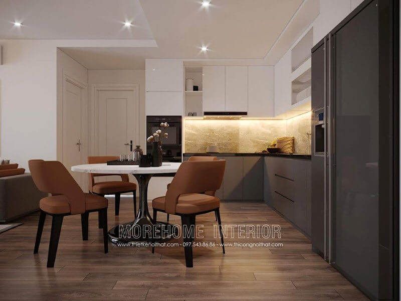 Tủ bếp hiện đại kết hợp ốp đá nhân tạo cao cấp đầy ấn tượng mang đến cảm hứng bất tận cho những người nội trợ trong gia đình của bạn Tủ bếp hiện đại đẹp