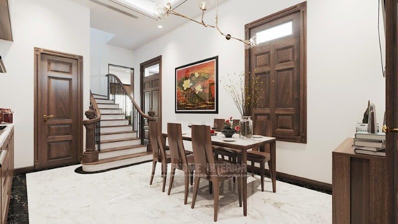 Bàn ăn gỗ hiện đại dành cho gia đình 6 người
