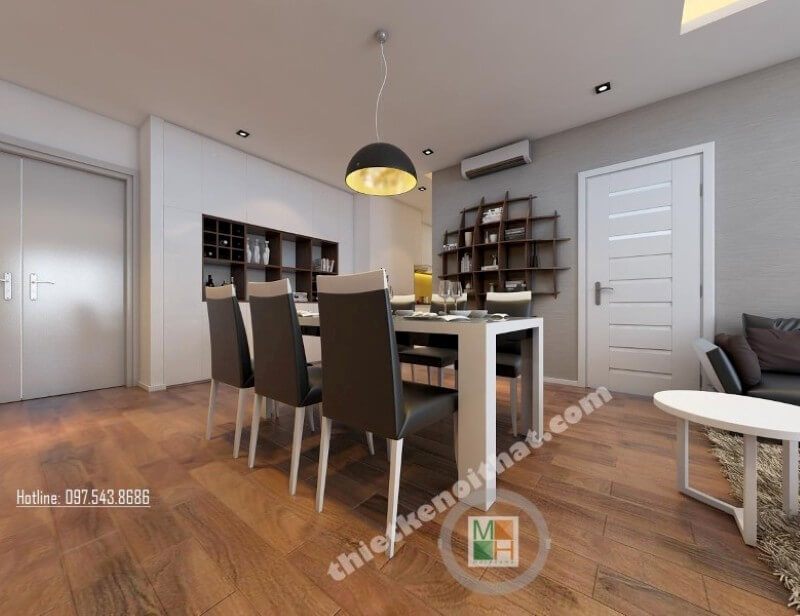 Chỉ với 2 tone màu đen và trắng, kiến trúc sư đã khéo léo tạo nên một không gian phòng ăn rộng và thoáng hơn