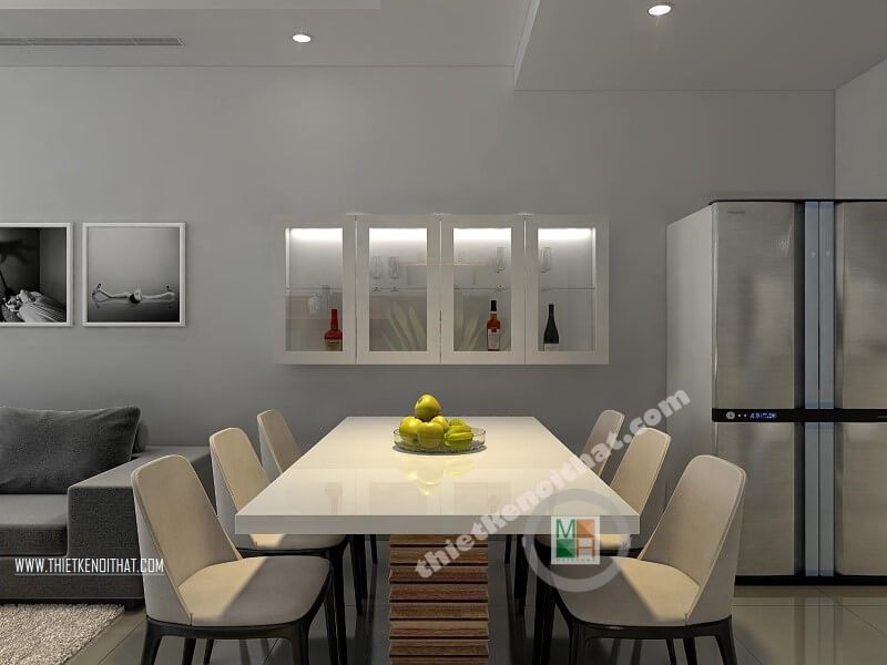 Bộ bàn ghế ăn chung cư đẹp màu kem được nhiều khách hàng yêu thích và sử dụng tại MoreHome