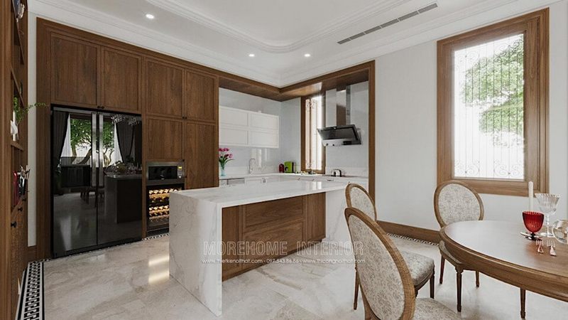 Mẫu thiết kế nội thất phòng bếp hiện đại sang trọng cho nhà biệt thự