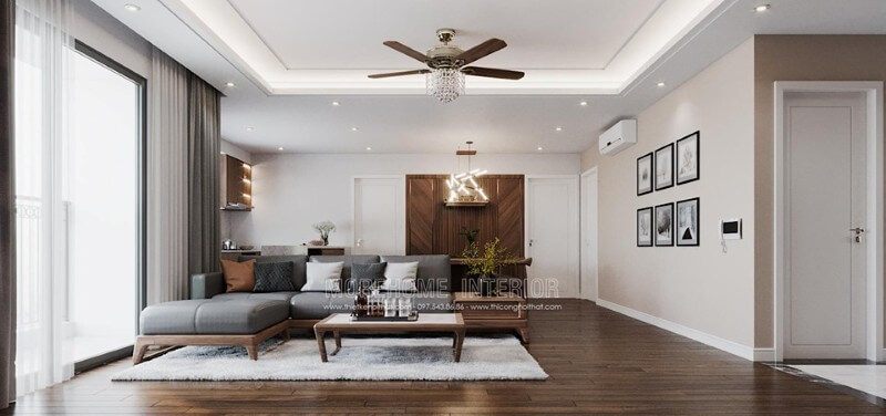 Không gian nội thất của phòng khách chung cư được thiết kế đẹp mắt.
