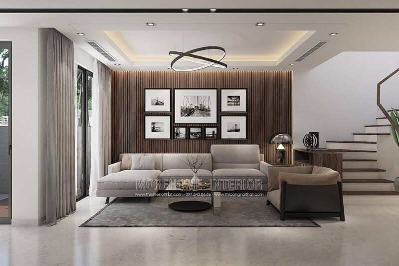 Sofa góc chữ L màu trắng là một lựa chọn tuyệt vời để tạo nên một không gian phòng khách hiện đại.